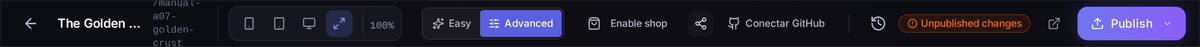 The header in Advanced mode. "Connect GitHub" is what you see for as long as you have not linked your account; the Easy/Advanced switch is what makes that button appear.