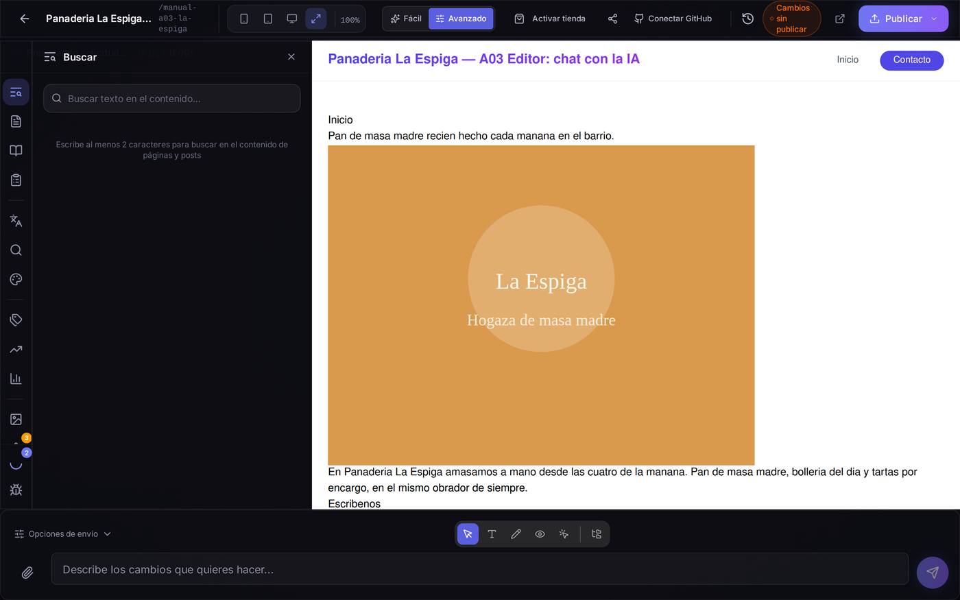 El buscador de contenido: escribes el texto y te dice en qué páginas está.