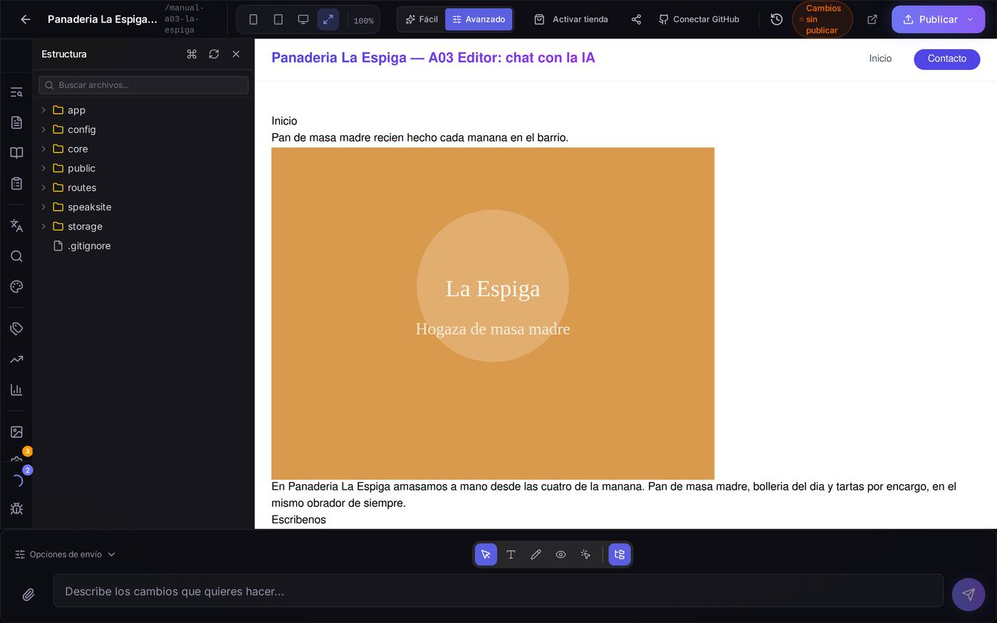 El árbol de archivos del proyecto, con todo plegado tal y como se abre.