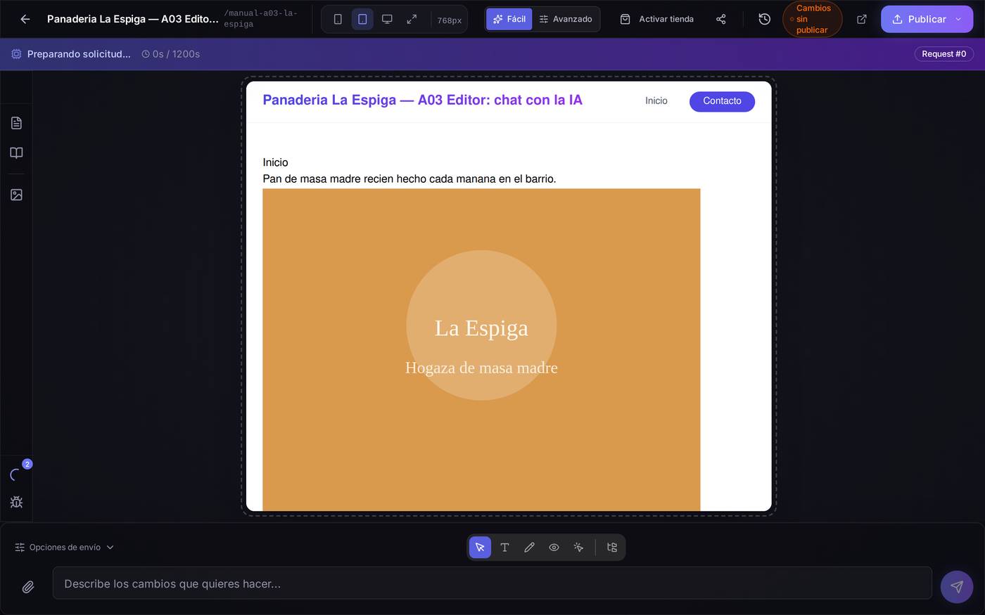 La misma página en tamaño tablet, un paso intermedio útil para revisar menús y columnas.