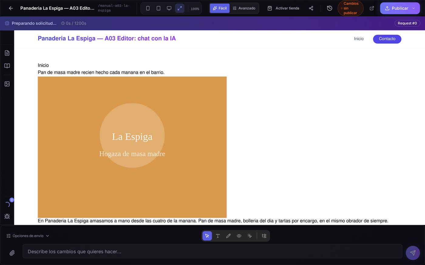 Modo Fácil. La barra de la izquierda solo tiene cinco iconos: lo justo para trabajar sin perderte.