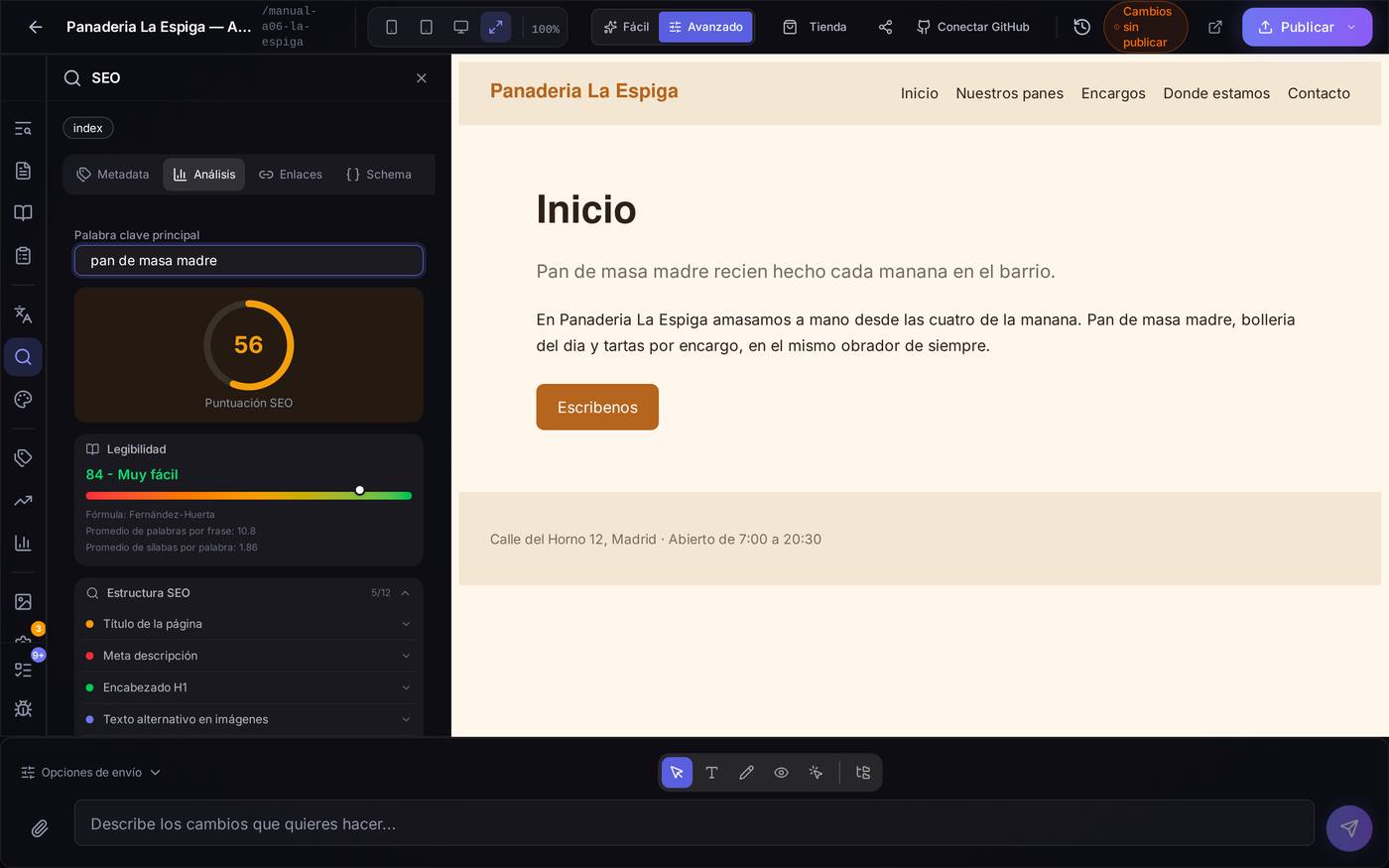 En cuanto escribes tu palabra clave principal (